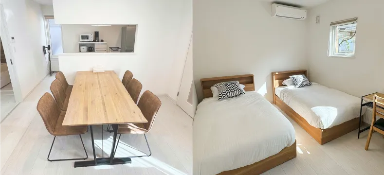 ノマドステイ千歳のキッチンとベッドルーム